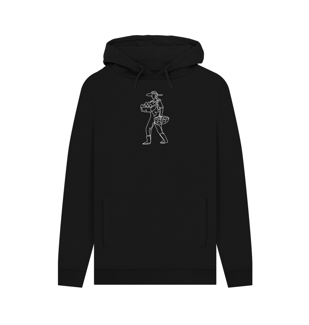 Black Men's Harvest Organic Cotton Pullover Hoodie (White)