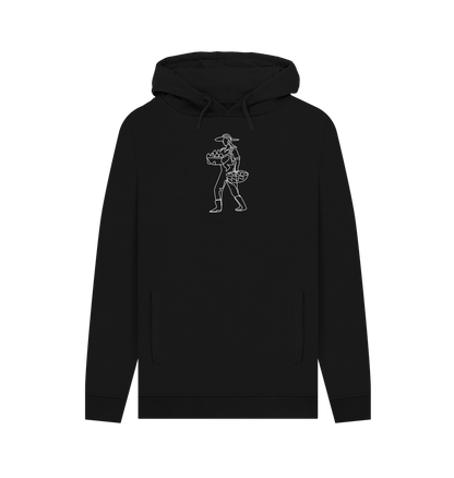 Black Men's Harvest Organic Cotton Pullover Hoodie (White)