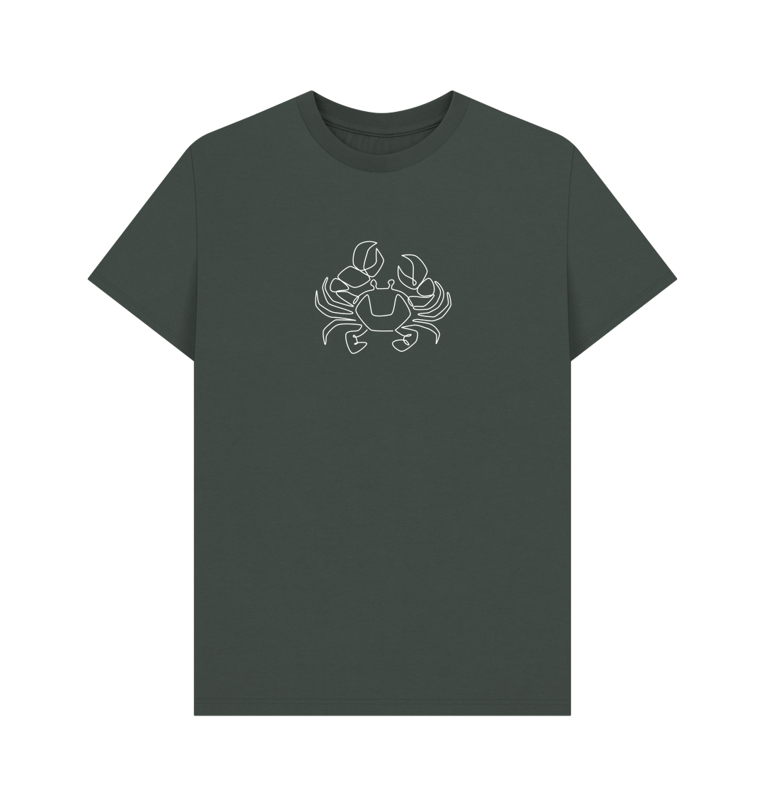 Dark Grey Men's Crab Organic Cotton Basic Tee (White)