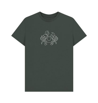 Dark Grey Men's Crab Organic Cotton Basic Tee (White)