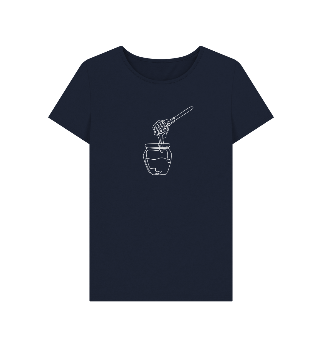 Navy Blue Women's Honey Organic Cotton Crewneck T-Shirt (White)