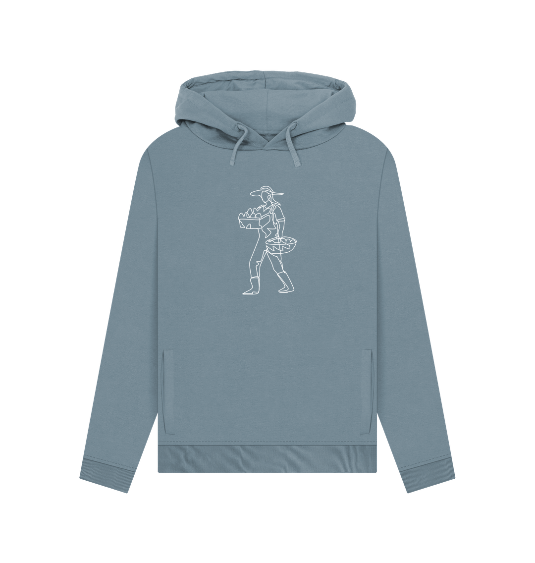 Stone Blue Women's Harvest Organic Cotton Pullover Hoodie (White)