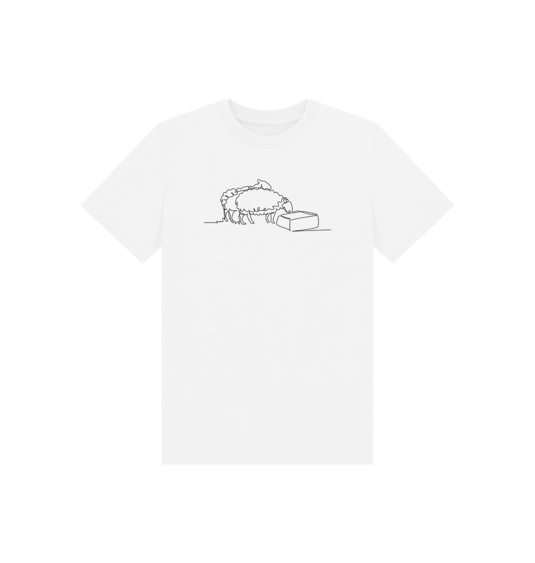 White Kid's Sheep Organic Cotton Basic Tee (Black)