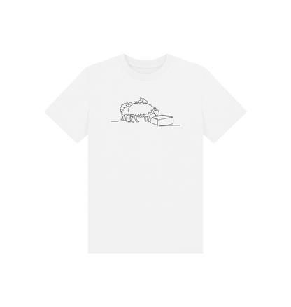 White Kid's Sheep Organic Cotton Basic Tee (Black)