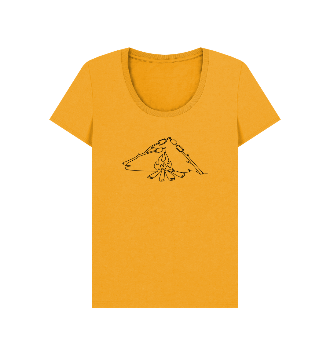 Mustard Women's S'mores Organic Cotton Scoop Neck Tee (Black)