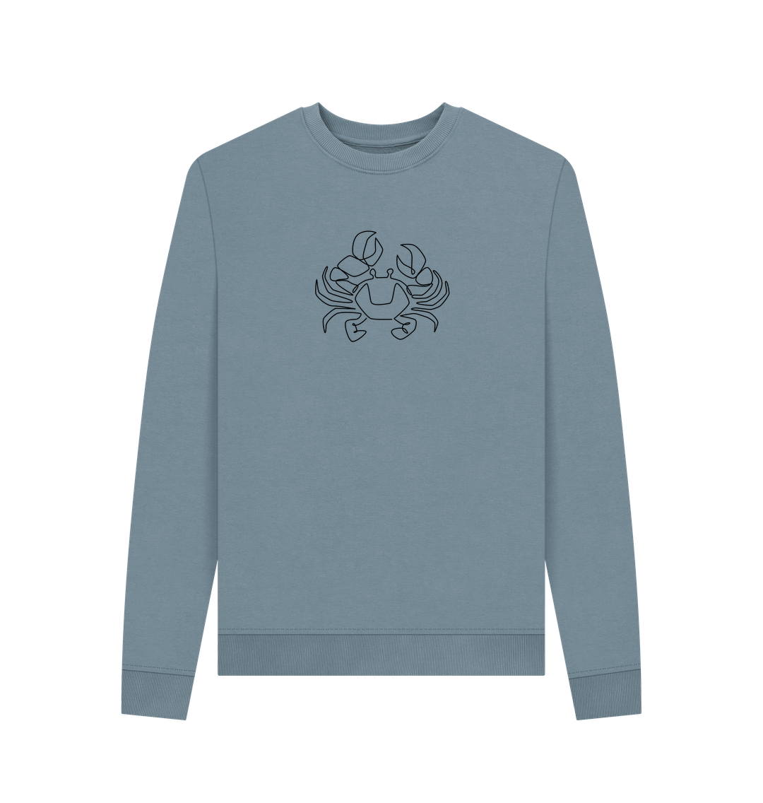 Stone Blue Women's Crab Organic Cotton Crewneck Sweater (Black)