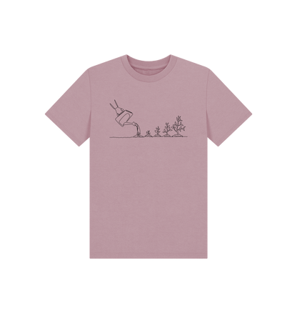 Mauve Kid's Gardening Organic Cotton Basic Tee (Black)