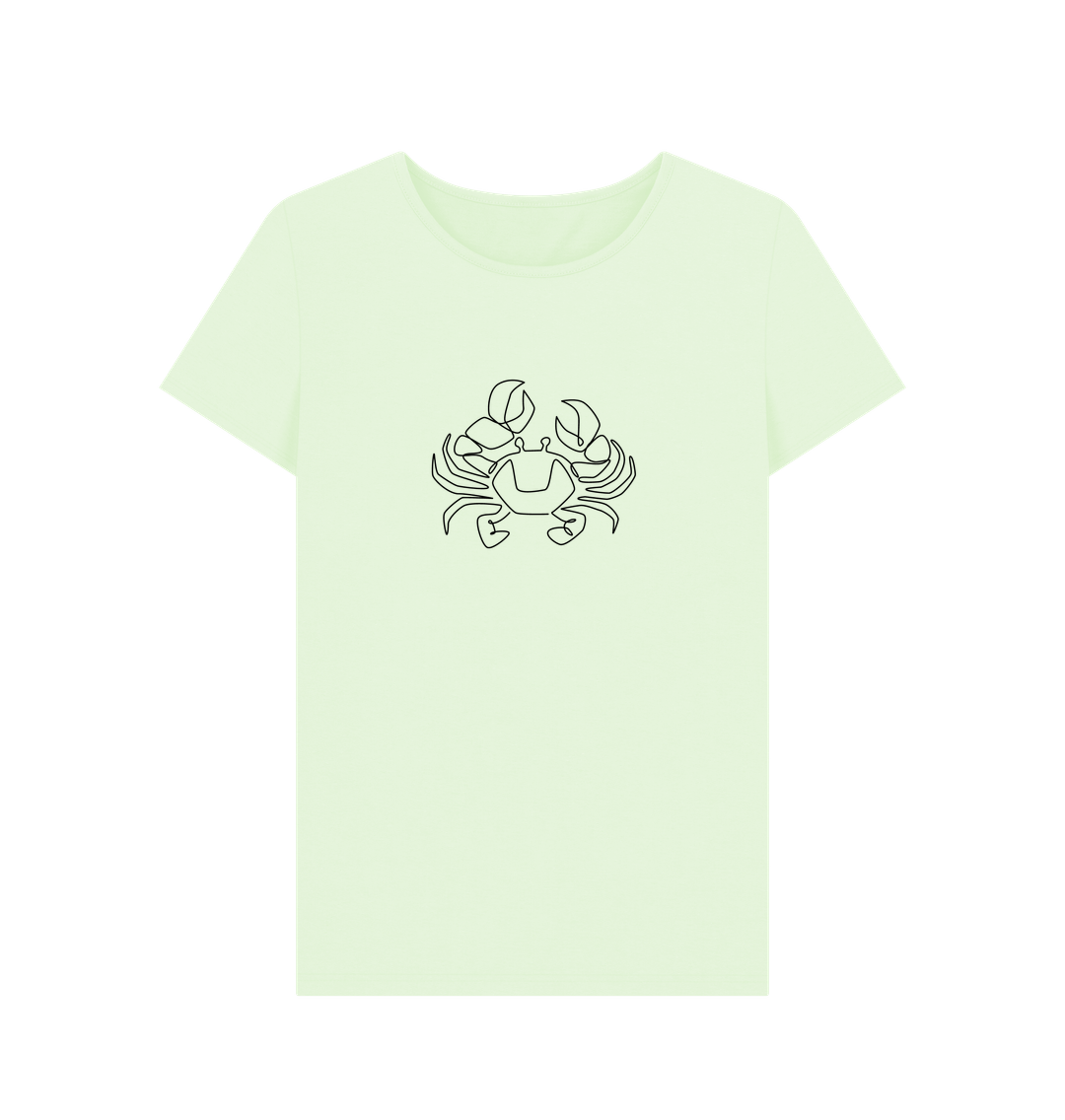 Pastel Green Women's Crab Organic Cotton Crewneck Tee (Black)