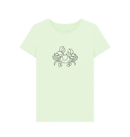 Pastel Green Women's Crab Organic Cotton Crewneck Tee (Black)