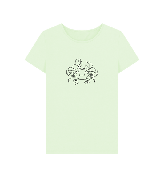 Pastel Green Women's Crab Organic Cotton Crewneck Tee (Black)