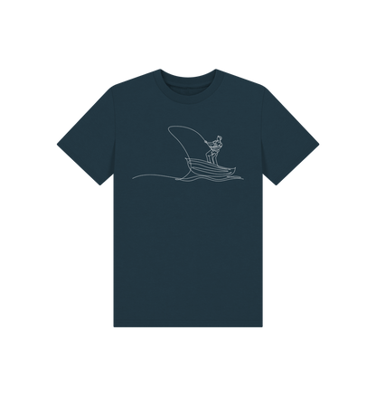 Denim Blue Kid's Fisherman Organic Cotton Basic Tee (White)