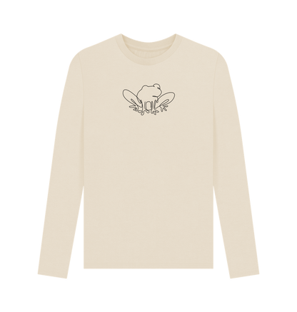 Oat Men's Frog Organic Cotton Long Sleeve Tee - Black Design