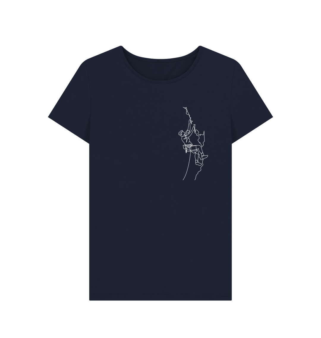 Navy Blue Women's Climber Organic Cotton Crewneck Tee (White)