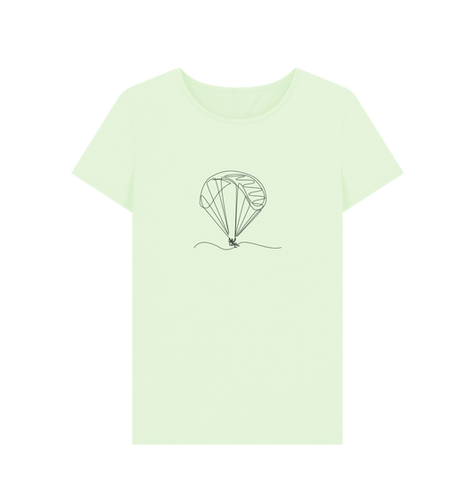 Pastel Green Women's Parachute Organic Cotton Crewneck Tee (Black)