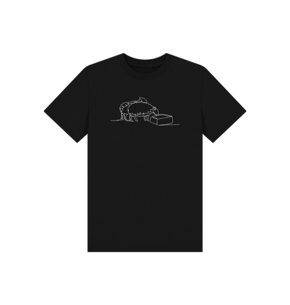 Black Kid's Sheep Organic Cotton Basic Tee (White)