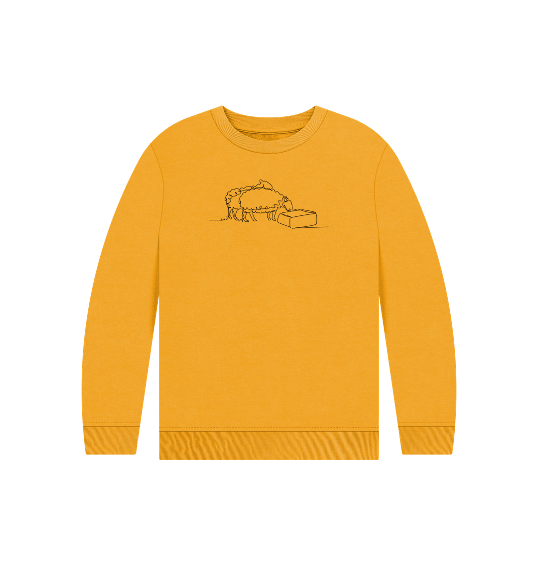 Mustard Kid's Sheep Organic Cotton Crewneck Sweater (Black)