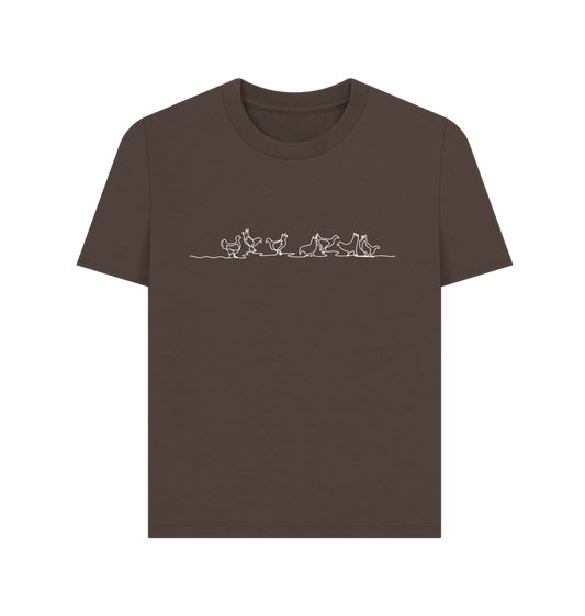 Chocolate Women's Chickens Organic Cotton Basic Tee (White)