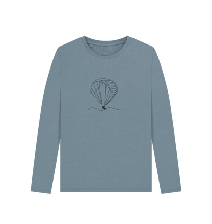 Stone Blue Women's Parachute Organic Cotton Long Sleeve Tee (Black)