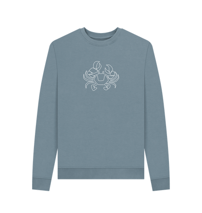 Stone Blue Women's Crab Organic Cotton Crewneck Sweater (White)