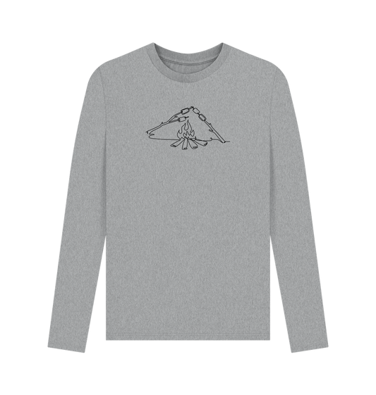 Athletic Grey Men's S'mores Organic Cotton Long Sleeve Tee (Black)