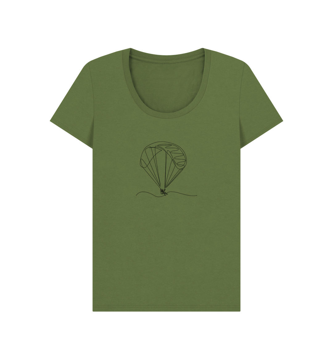 Khaki Women's Parachute Organic Cotton Scoop Neck Tee (Black)