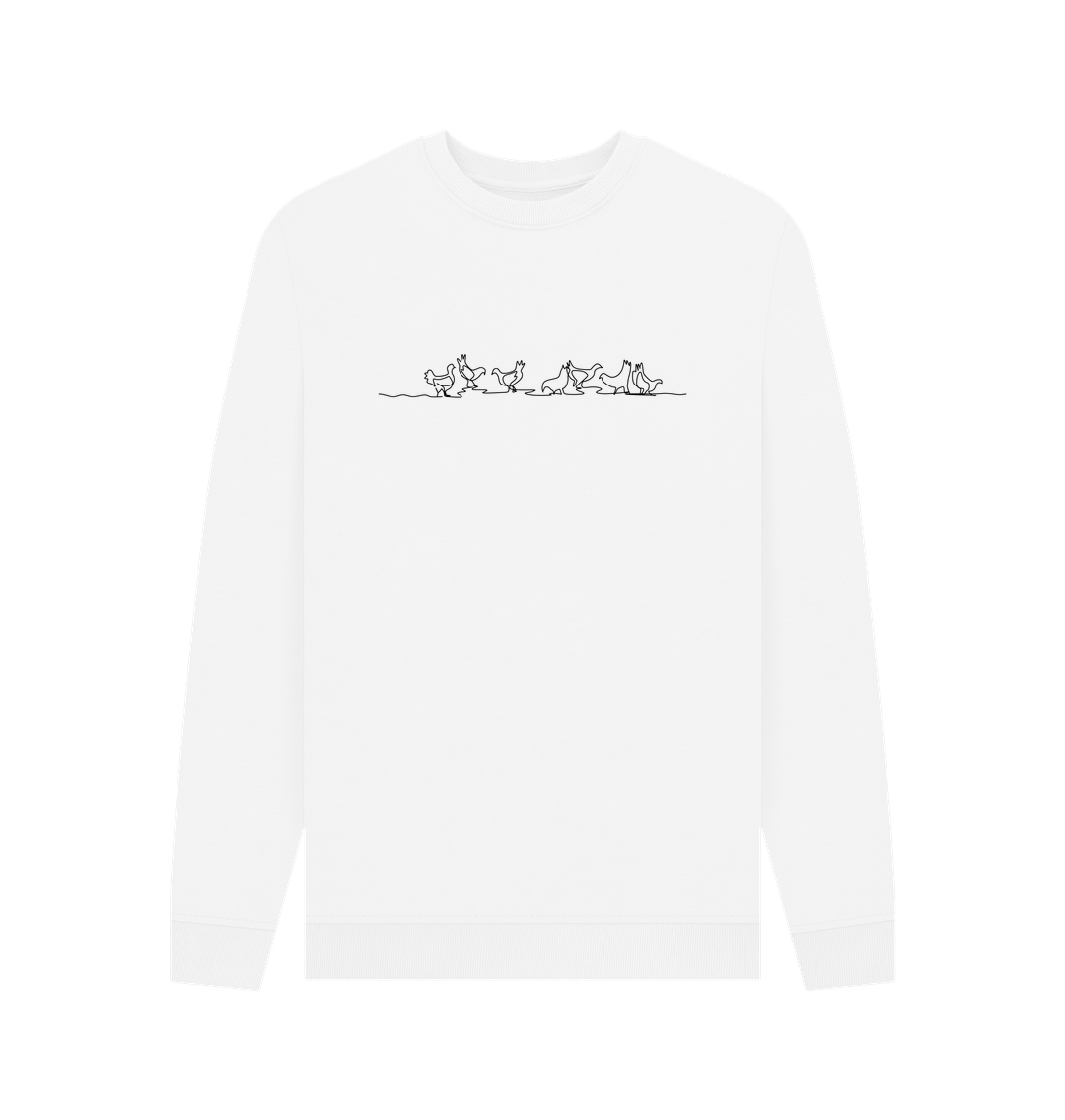 White Men's Chickens Organic Cotton Crewneck Sweater (Black)