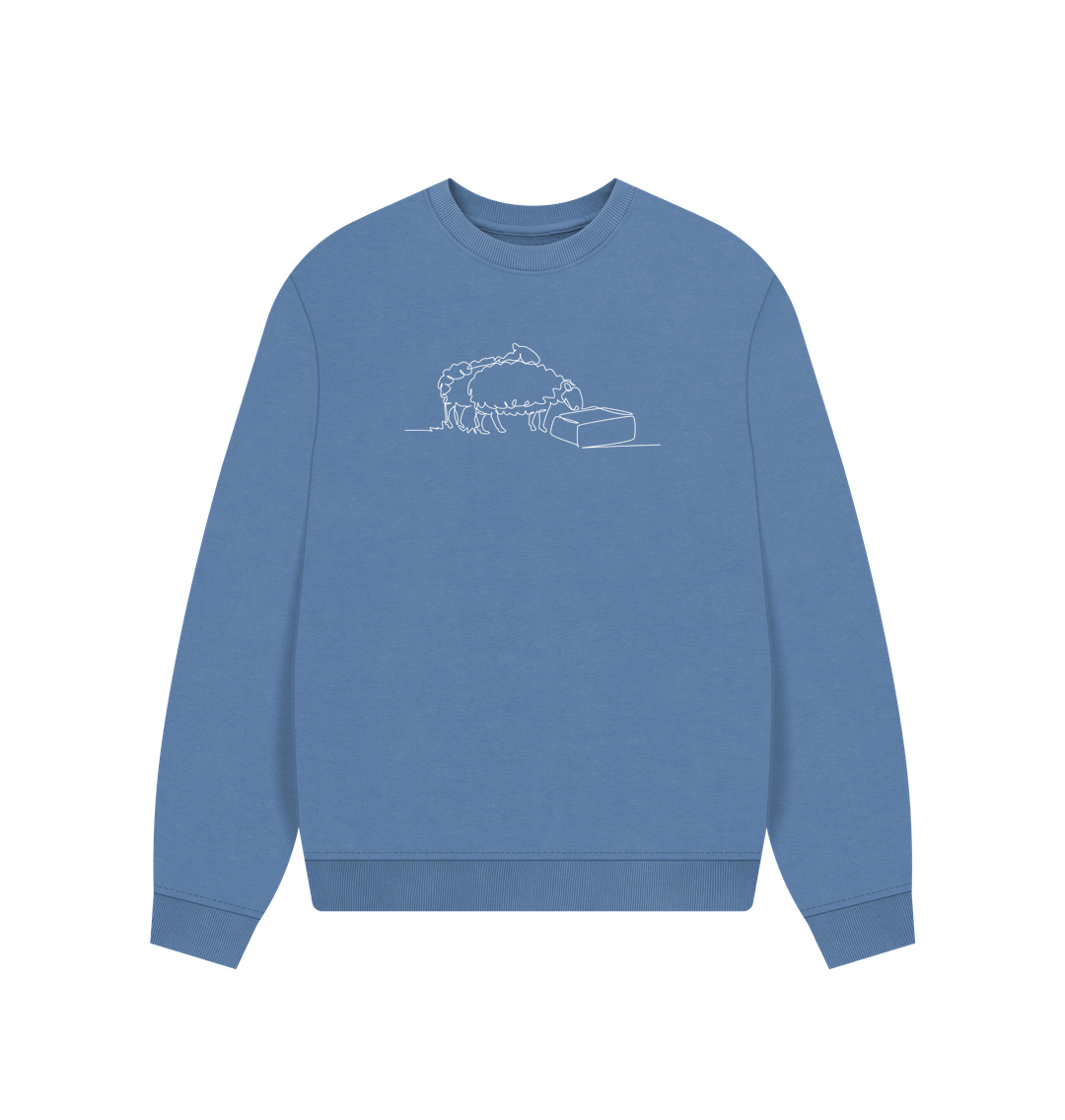 Solent Women's Sheep Organic Cotton Oversized Crewneck (White)