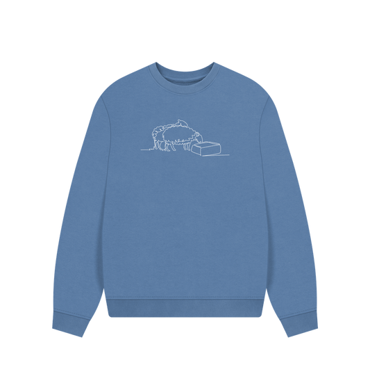 Solent Women's Sheep Organic Cotton Oversized Crewneck (White)