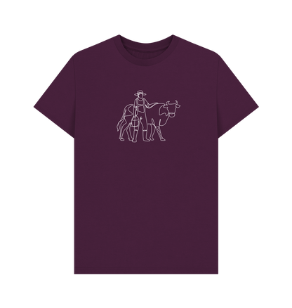 Purple Men's Cow Organic Cotton Basic Tee (White)