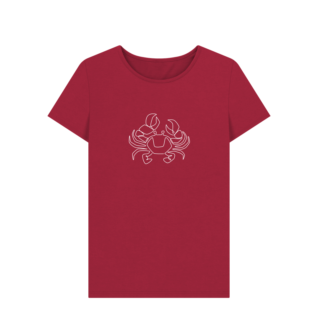 Cherry Women's Crab Organic Cotton Crewneck Tee (White)