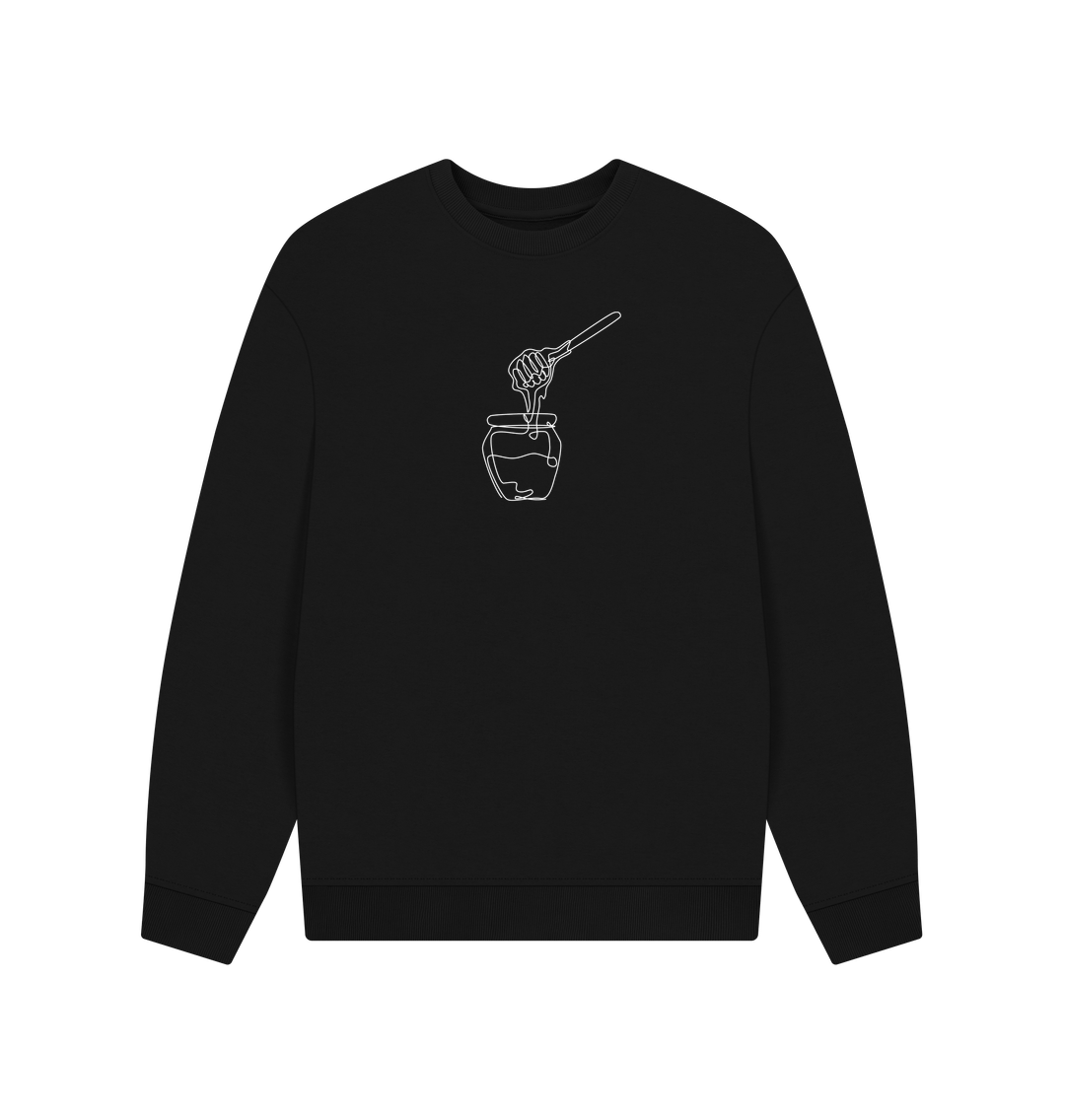 Black Men's Honey Organic Cotton Oversized Crewneck - White Design