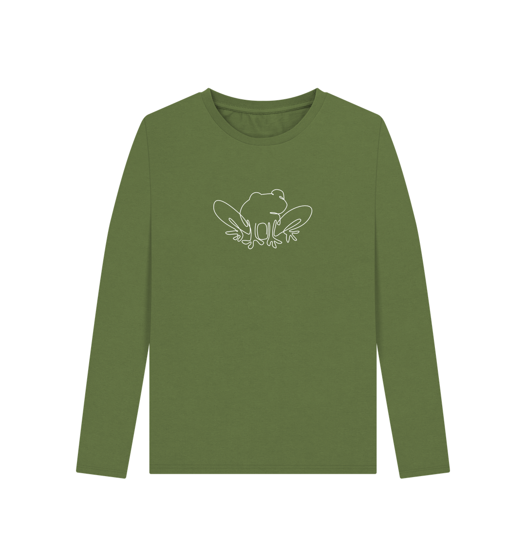 Khaki Women's Frog Organic Cotton Long Sleeve Tee (White)