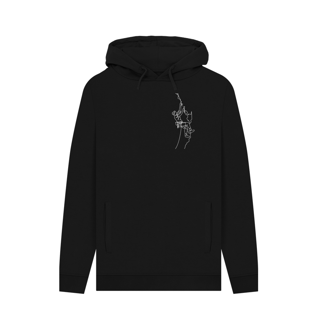 Black Men's Climber Organic Cotton Pullover Hoodie (White)