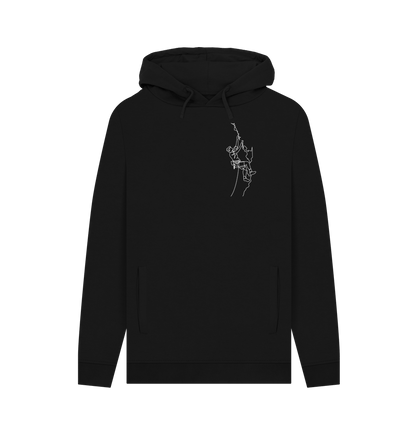 Black Men's Climber Organic Cotton Pullover Hoodie (White)