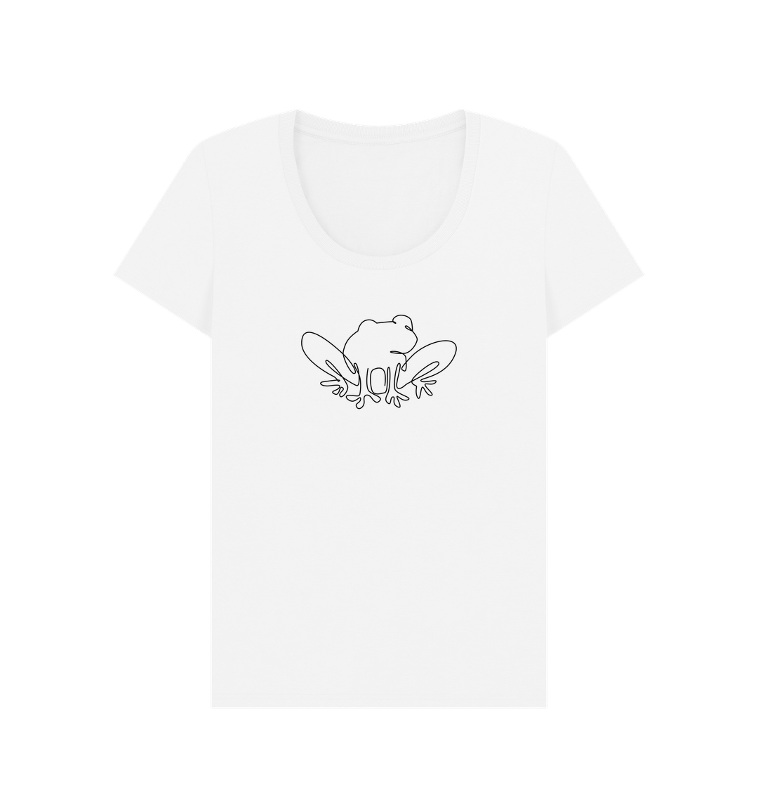 White Women's Frog Organic Cotton Scoop Neck Tee (Black)