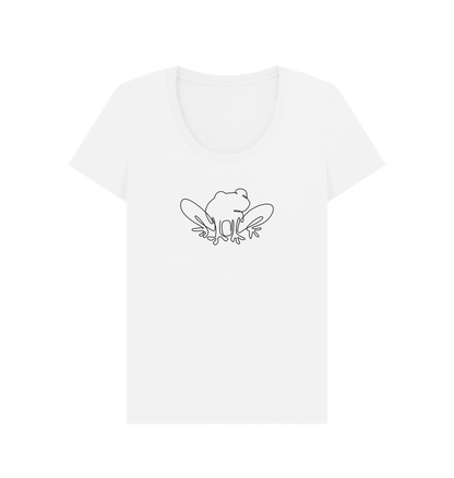 White Women's Frog Organic Cotton Scoop Neck Tee (Black)