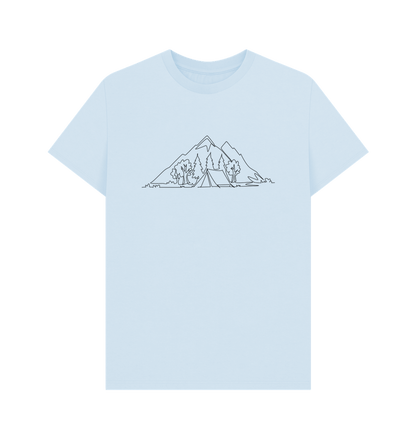 Sky Blue Men's Camping Organic Cotton Basic Tee (Black)