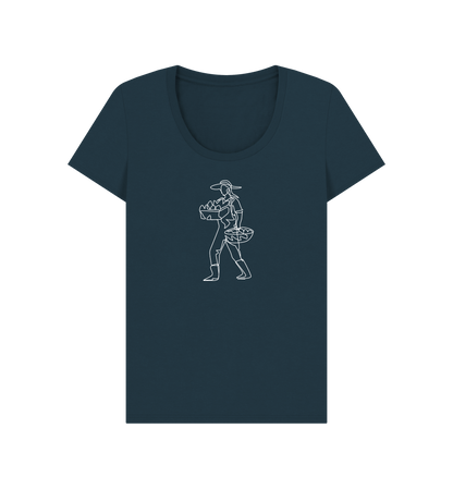 Denim Blue Women's Harvest Organic Cotton Scoop Neck Tee (White)