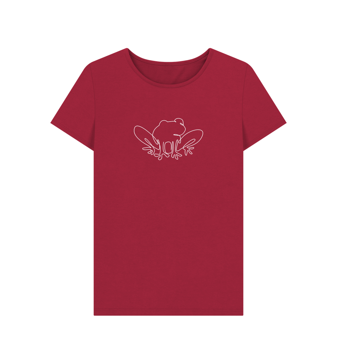 Cherry Women's Frog Organic Cotton Crewneck Tee (White)