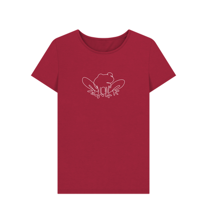 Cherry Women's Frog Organic Cotton Crewneck Tee (White)