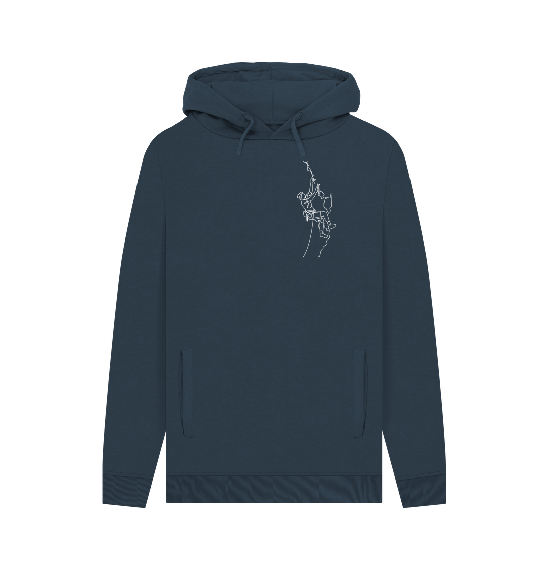 Navy Men's Climber Organic Cotton Pullover Hoodie (White)