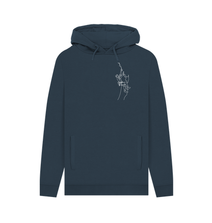 Navy Men's Climber Organic Cotton Pullover Hoodie (White)