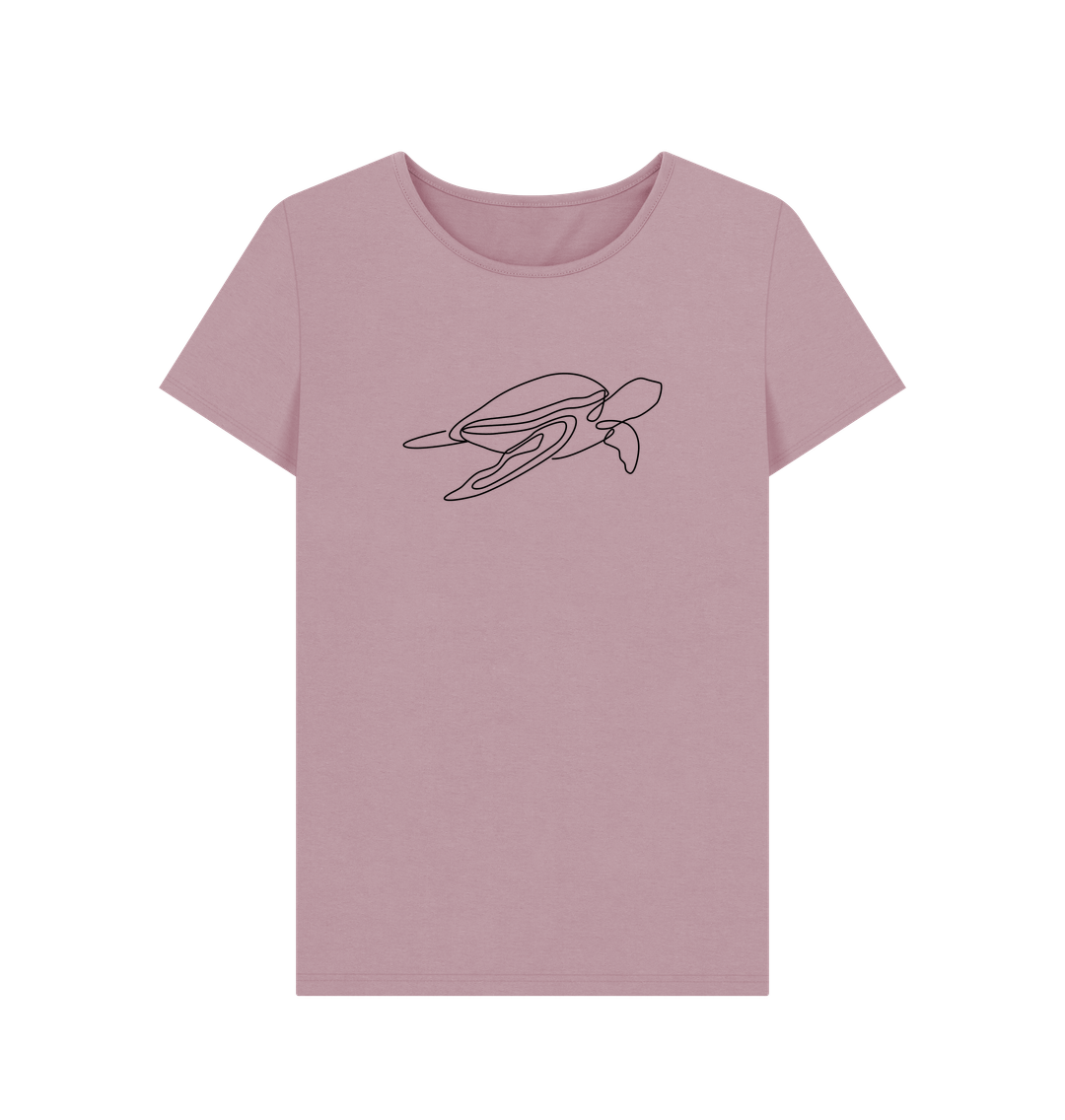 Mauve Women's Sea Turtle Organic Cotton Crewneck Tee (Black)