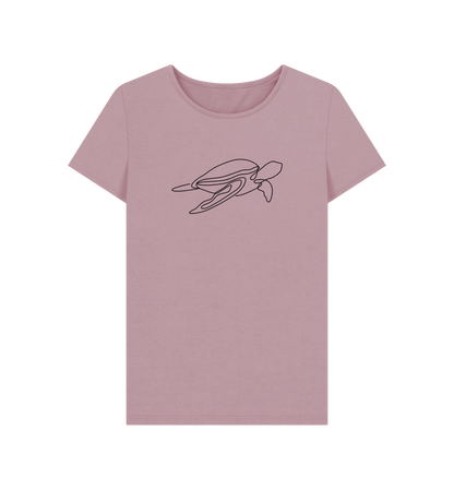 Mauve Women's Sea Turtle Organic Cotton Crewneck Tee (Black)