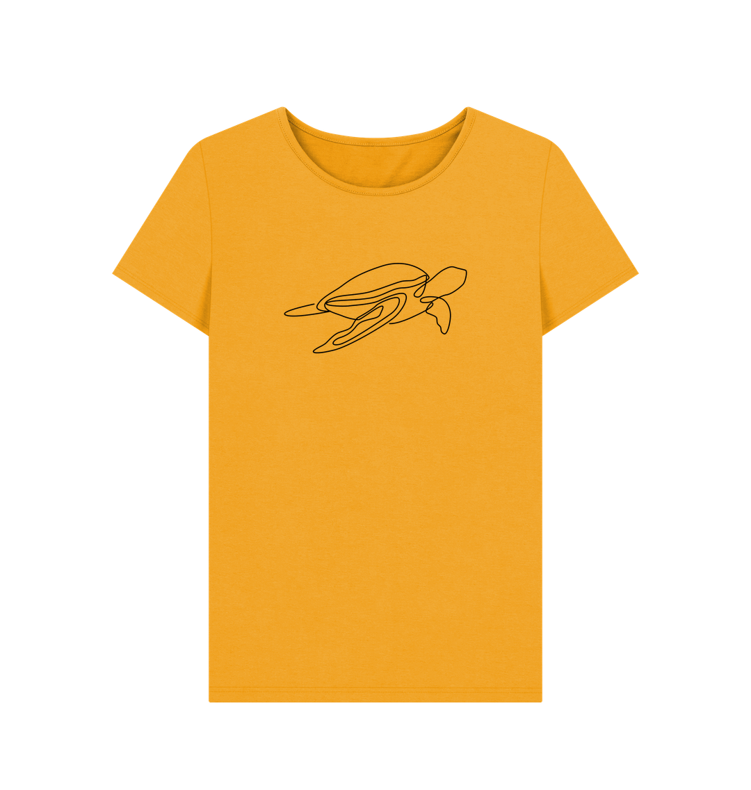 Mustard Women's Sea Turtle Organic Cotton Crewneck Tee (Black)