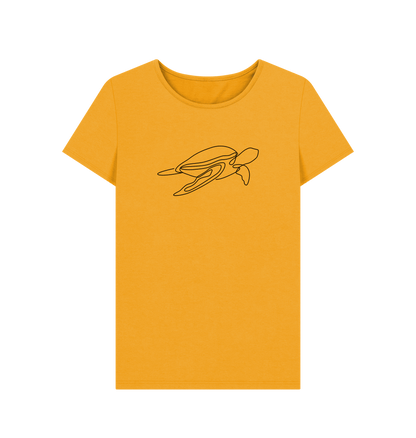 Mustard Women's Sea Turtle Organic Cotton Crewneck Tee (Black)