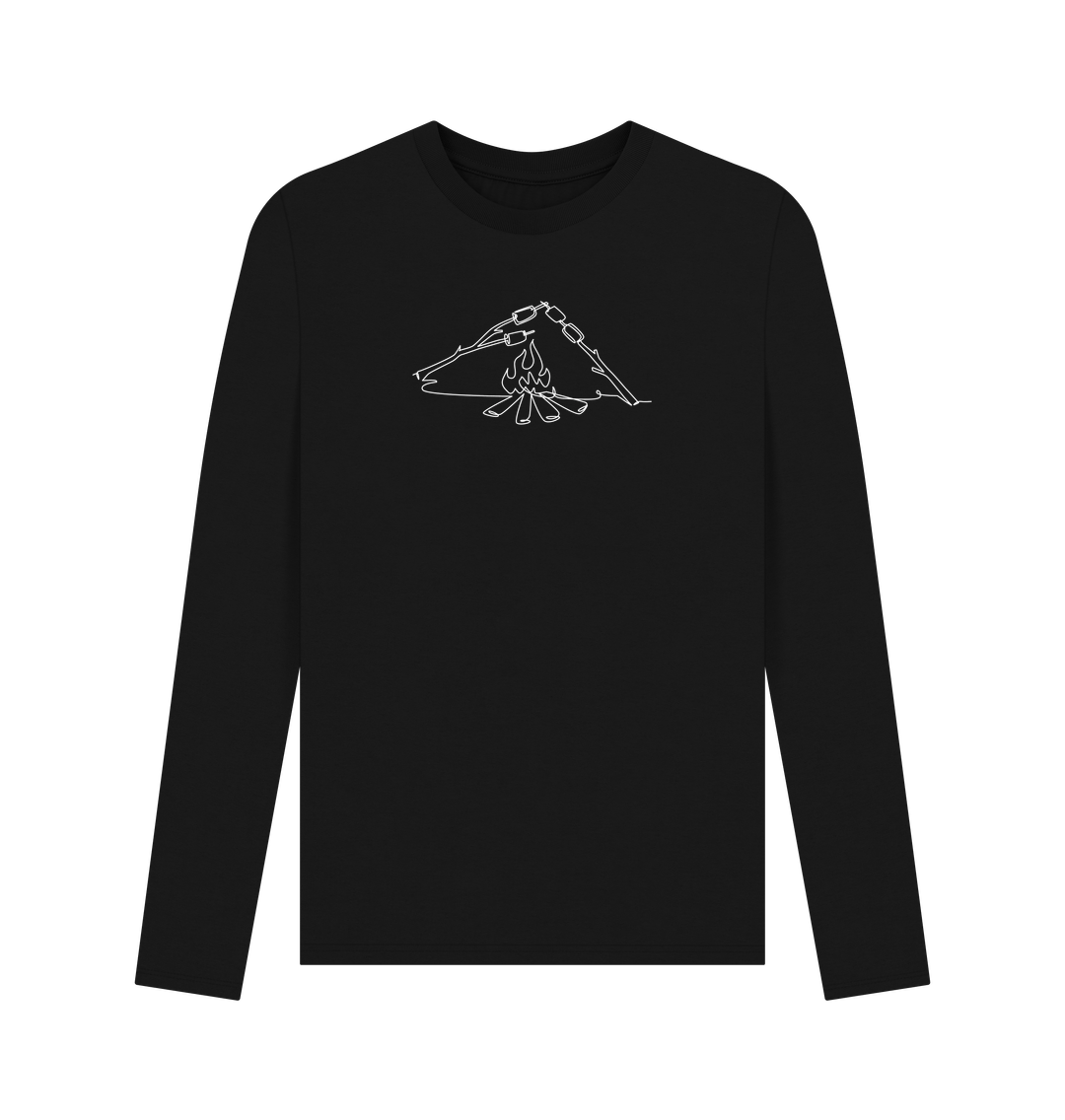 Black Men's S'mores Organic Cotton Long Sleeve Tee - White Design