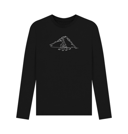 Black Men's S'mores Organic Cotton Long Sleeve Tee - White Design