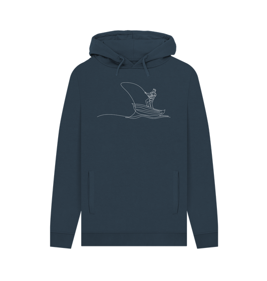 Navy Men's Fisherman Organic Cotton Pullover Hoodie (White)