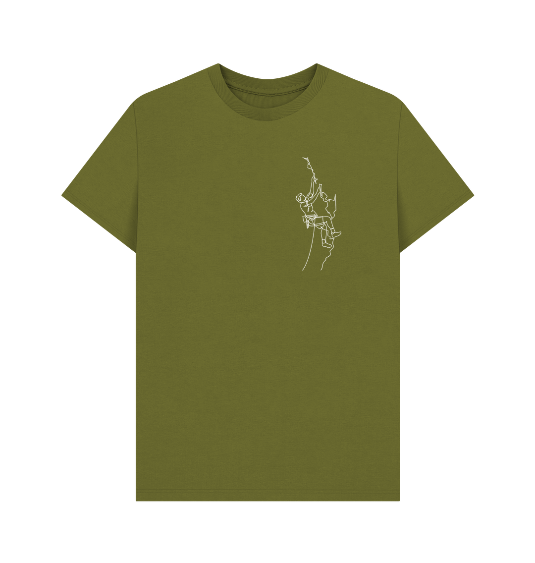 Moss Green Men's Climber Organic Cotton Basic Tee (White)